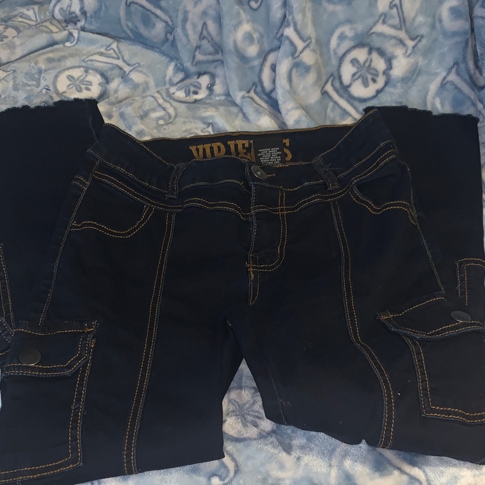 VIP Navy Jeans with golden Stitching